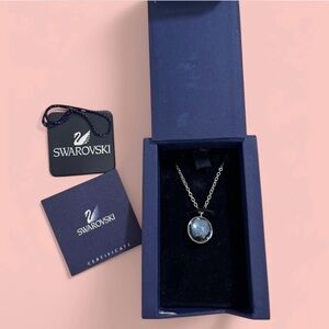 Vintage Swarovski Crystal Blue Pendant Necklace in the Original Box